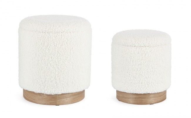 SET2 POUF CONTENITORE ZOYA BIANCO TEDDY