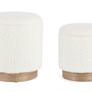 SET2 POUF CONTENITORE ZOYA BIANCO TEDDY