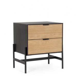 COMODINO 2C ALLYCIA NERO-NATURALE